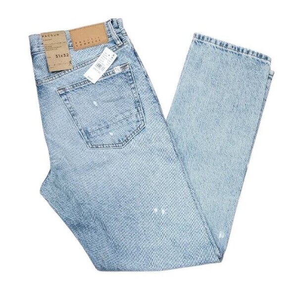 PacSun Other - Pacsun Jeans Mid Rise Straight Leg 31x32  NWT Distressed Light Wash Denim Relax